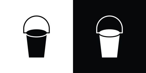 Bucket icon silhouette in black flat style. Graphic element
