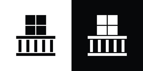 Balcony icon silhouette in black flat style. Graphic element