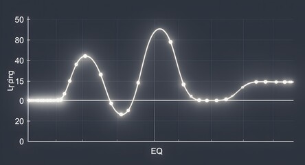 Abstract white line graph visualization representing data fluctuations with a dark background. It showcases a waveform-like pattern illustrating changes over a horizontal axis.