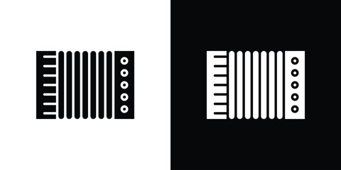 Accordion icon silhouette in black flat style. Graphic element