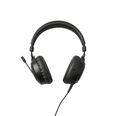 Black Over-Ear Headphones with Microphone &ndash; Comfortable Wired Audio Gear for Communication and Entertainment