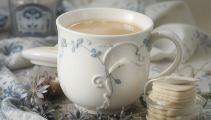 The Comfort Cup: Warm Ceramic Teaware for Everyday Ritual with beatiful flower design
