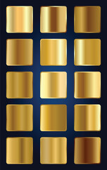 Golden gradient metal color palette vector collection