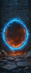 Glowing Portal with Blue and Orange Energy
