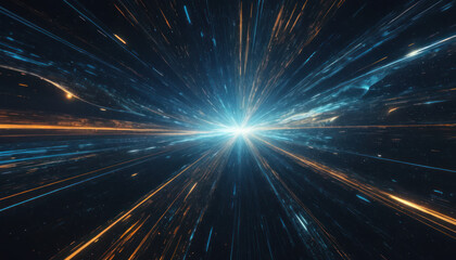 Abstract depiction of a bright, central light source with radiating energy lines.