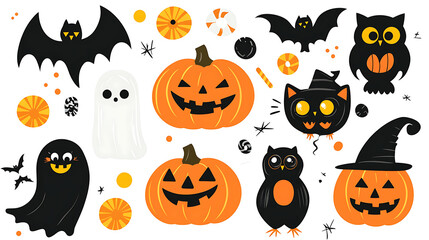 halloween pumpkins set