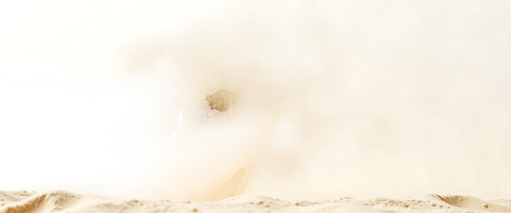 Sandstorm sand dust cloud flying small particles isolated in transparent background isolated on whit