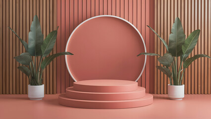 Wooden Table with Product Display for Mockup