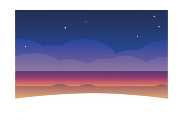 Naklejka premium Vector Twilight Sky Over Horizon Line