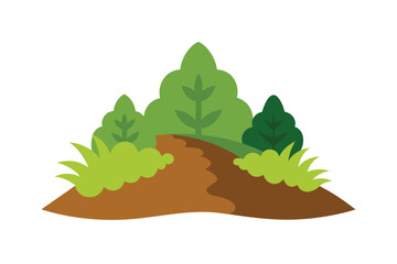 Fototapeta premium Vector Foliage Clumps Along A Dirt Trail