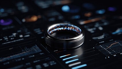 Futuristic ring on a digital display