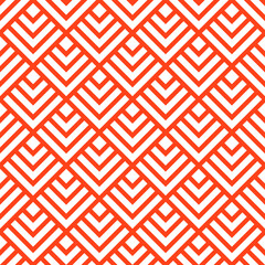 Angular chevron pattern features an orange and white design, creating a visually appealing and modern abstract textile background.