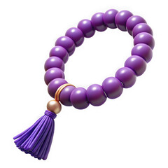Obraz premium A beautiful purple beaded bracelet with a gold accent and tassel isolated on transparent background