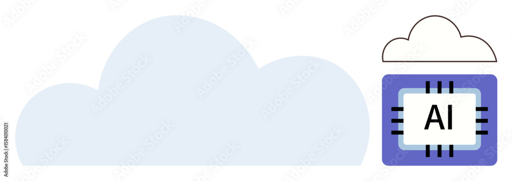 Poster cloud and ai processor chip represent data storage, machine learning, and remote tech. ideal for tec