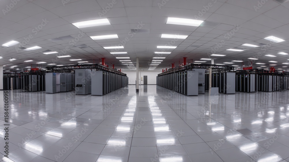 Aufkleber a modern data center showcases rows of powerful servers in a high-tech environment, evoking a sense 