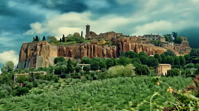 Clouds over town of Orvieto, Umbria, Italy