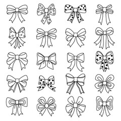 Bow illustrations, white isolate background