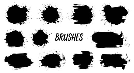 Grunge Ink Splatter & Brush Stroke Set, Design Elements for Artistic Projects