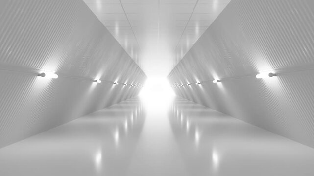 Futuristic Minimalist Corridor with Glowing Light 360 vr looping animation