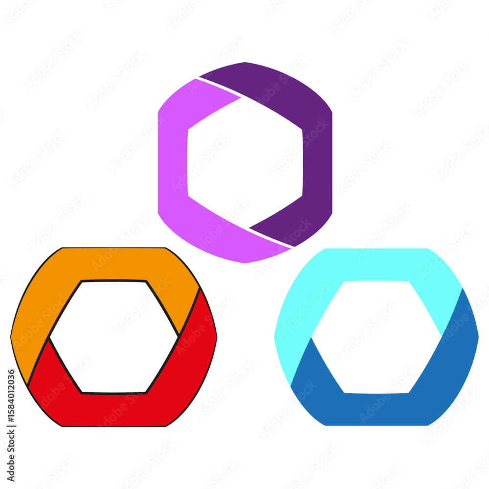 Poster geometric hexagon shapes. colorful polygon figures. abstract modern forms. vector vibrant elements
