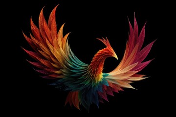 Colorful phoenix in flight, abstract design
