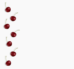 Minimalist template with cherry frame and text space on white background. Template for banners, posters, flyers, etc.