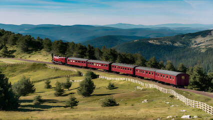 Red Train on Railway Track in Motion