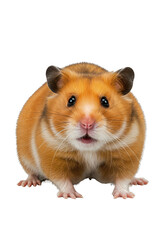 Chubby golden hamster with full cheeks on light background, detailed portrait as transparent PNG
