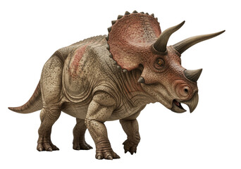 Fototapeta premium Impressive triceratops walking on transparent background PNG