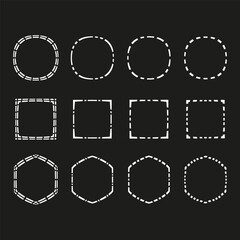 Vector frames collection. Dotted border shapes. Grunge decorative elements. Black dotted contours