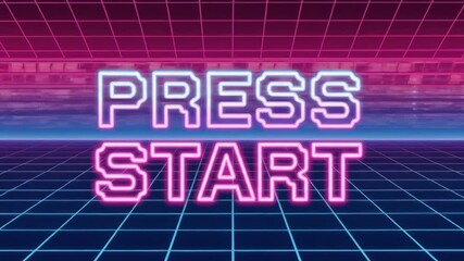 Retro Neon "Press Start" Animation: 80s Arcade Game Intro - Powered by Adobe