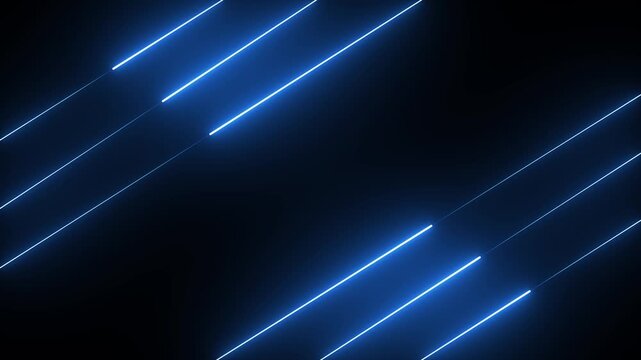 Abstract blue lights animated on a dark background. abstraction neon Lines moving up screen with black background.
