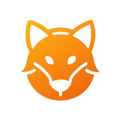 Stylized orange fox face icon with a gradient on a black background
