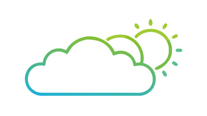 Stylized sun peeking from behind a fluffy cloud with a gradient outline