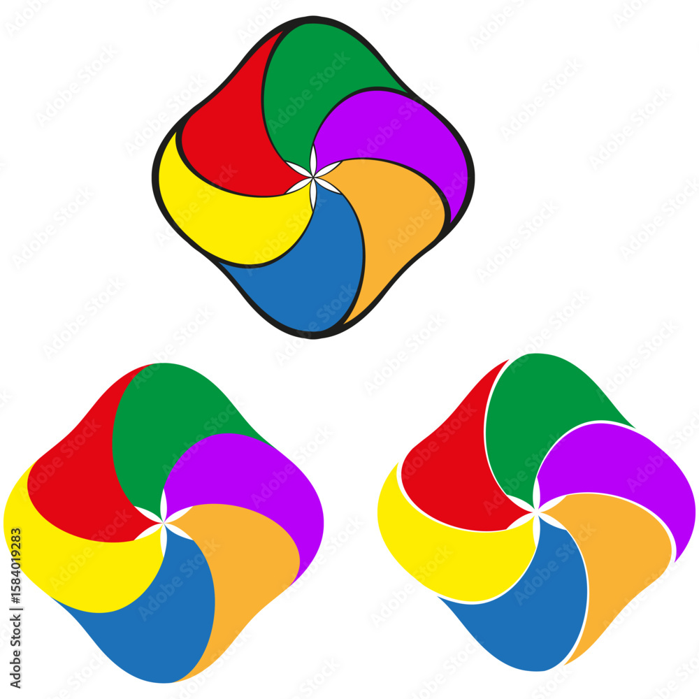 Poster colorful spiral patterns. abstract vector shapes. dynamic circle illustration. vibrant artistic elem