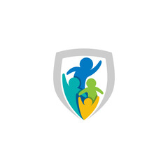 protection logo for the community with a shield and human symbol