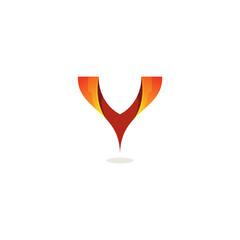 Letter Y logo with 3d colorful design template, red color