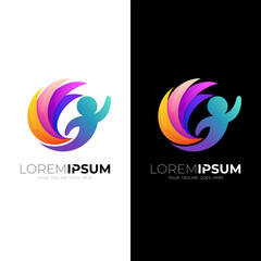 People active logo with 3d colorful design, charity design vector