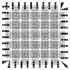 Grid perspective pattern. Geometric Vector design. Abstract 3D illustration. Black white background