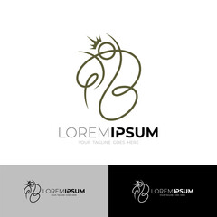 Queen logo with letter B design combination, line style