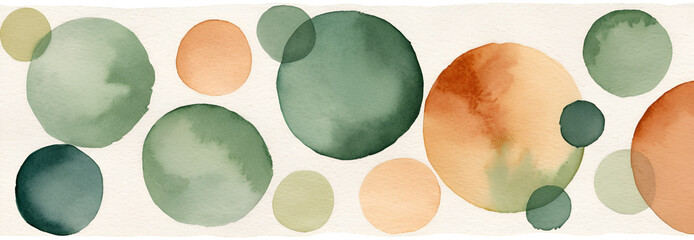 Watercolor Abstract Circles Background, Earthy Tones and Organic Shapes Seamless Pattern