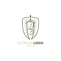the logo of the Egyptian king and a shield are combined
