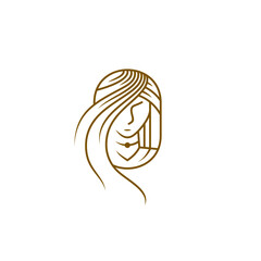 Salon logo, logo of a beautiful woman with long and beautiful hair