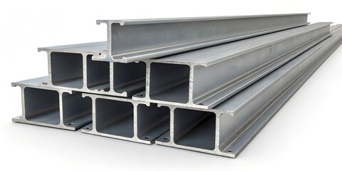 Steel Beam Isolated on White Background – Industrial Iron Girder in 16K