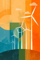 Wind energy and sustainable resources. Renewable energy technology.Sustainable Development Goals (SDGs).Renewable resource technology to reduce pollution and carbon emissions.