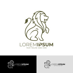 standing lion logo in line style, king of the jungle icon