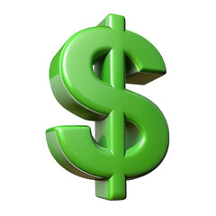 Obraz premium 3d green dollar symbol isolated on transparent background