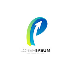 Letter P logo and arrow design combination, up logos