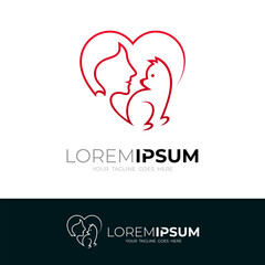 pet logo symbolized by a cat and a person inside a love icon