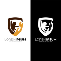 Shield logo and people care design social, charity icons